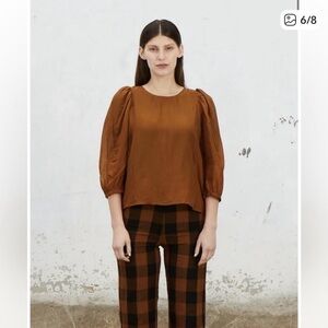 Ali Golden - Organza Sheer Puff Sleeve Blouse